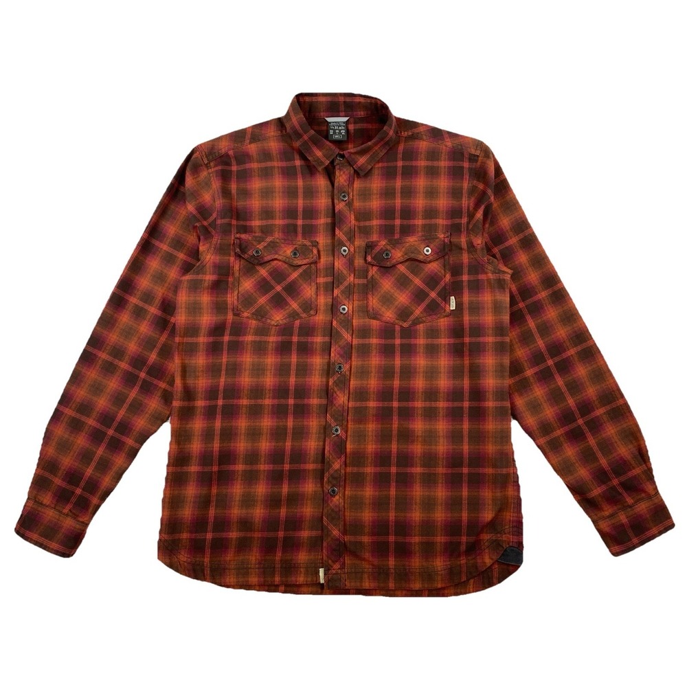 RAB Cascade Flannel Button Up Shirt Men's Large Burnt Orange‎ Plaid
